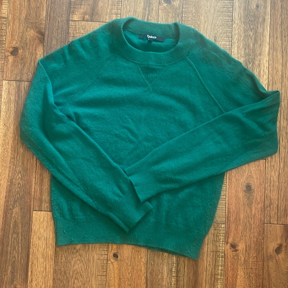 Mongolian Shrunken Cashmere Sweatshirt -Everglade Green